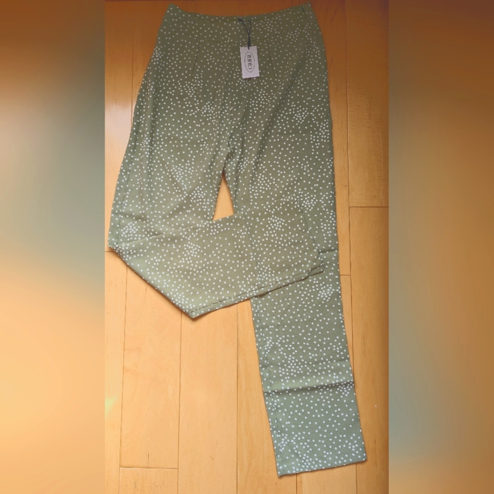 Cider green polka dot pants